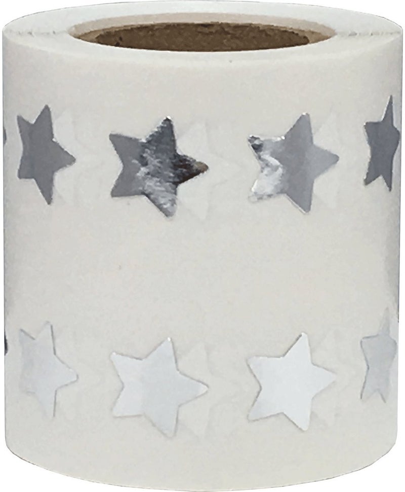 InStockLabels.com Metallic Silver Star Shape Stickers 0.50 Inch 1,000 Adhesive Labels - Image 2